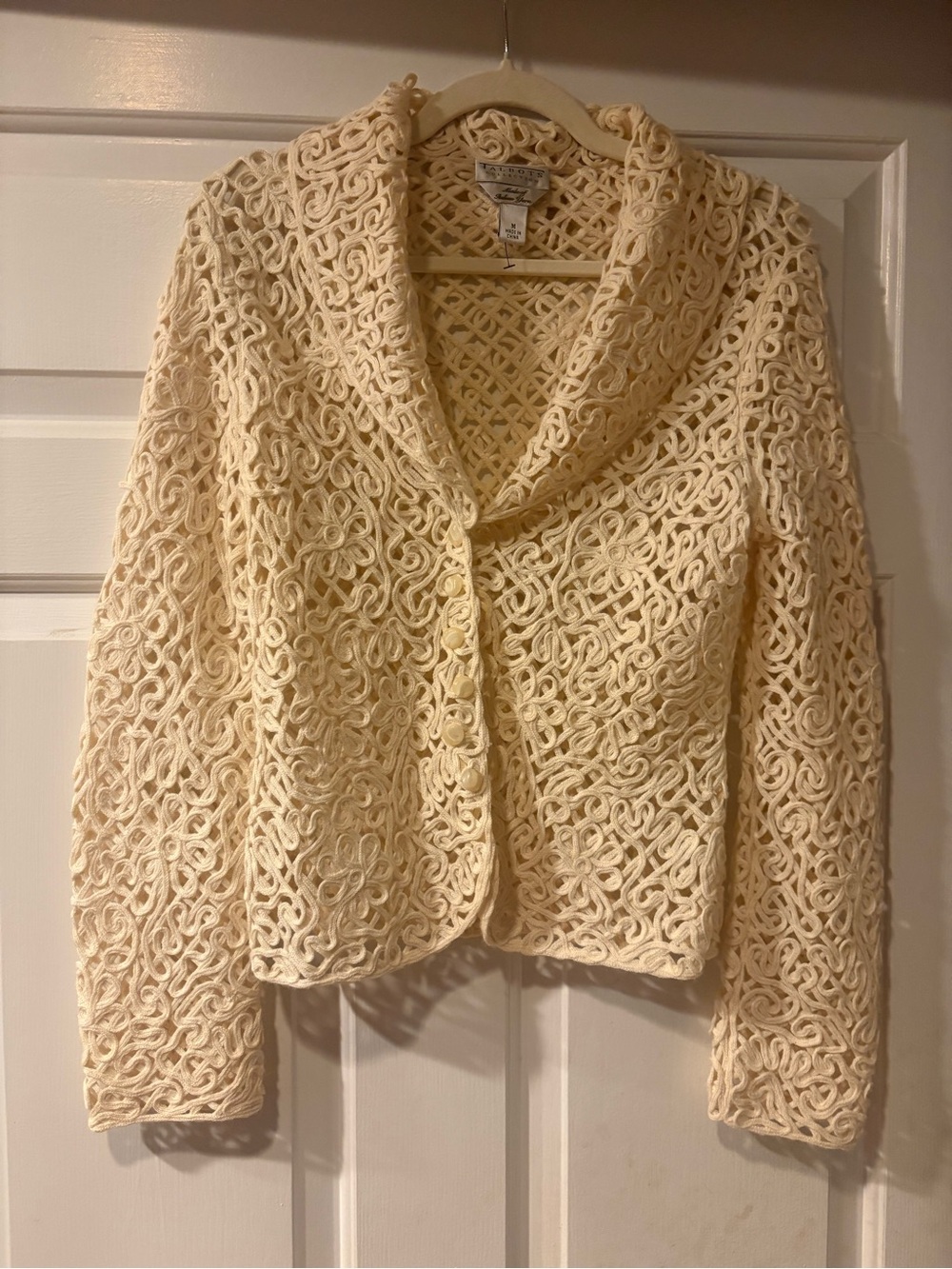 Talbots Collections Cream Crochet Cardigan size M